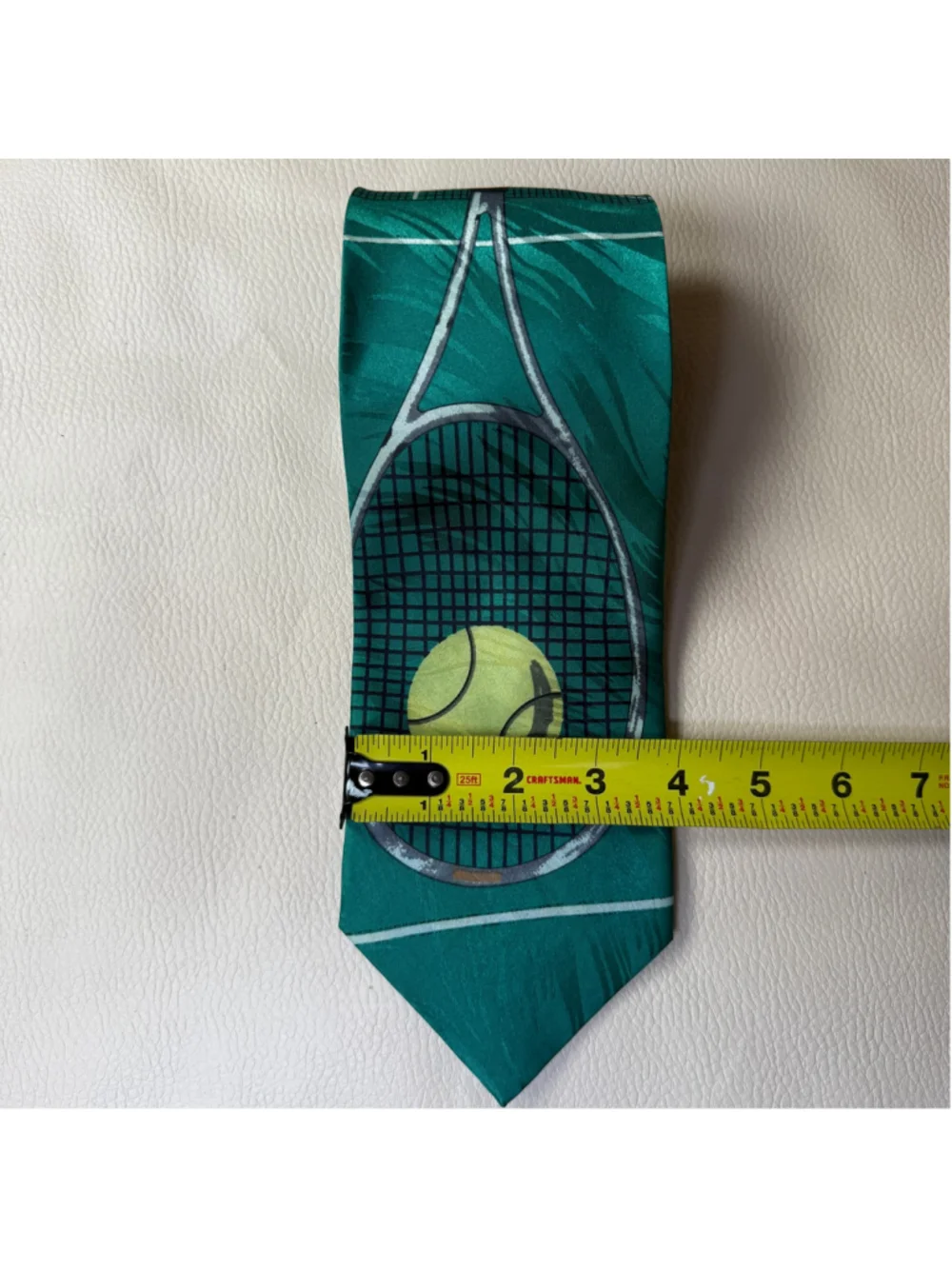 Roberto Cellini Tennis Tie Racket Ball Green Court Novelty Mens Necktie
